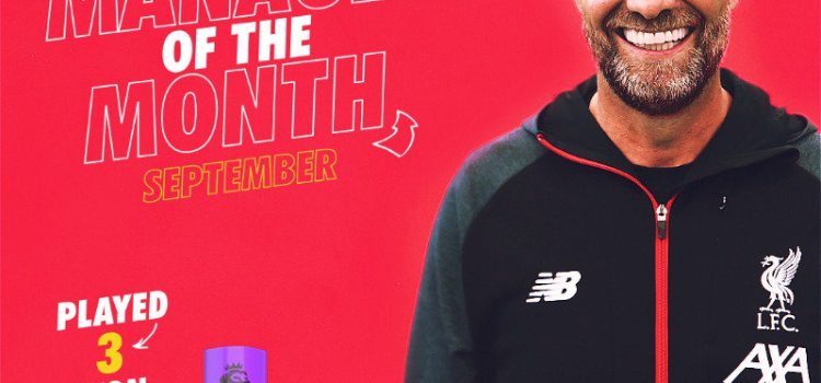 เฮียคล็อปป์ คว้ารางวัล กุนซือยอดเยี่ยมของพรีเมียร์ลีก ประจำเดือนกันยายน